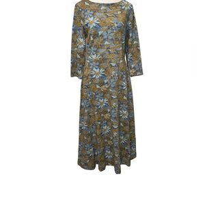 Pact Floral Midi Dress in Blue and Mustard